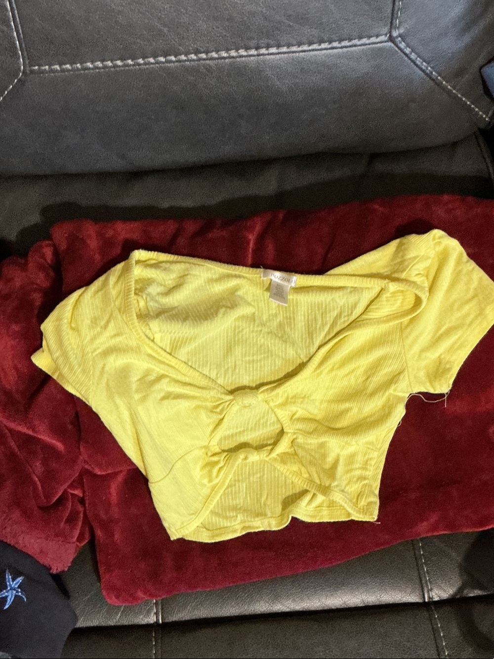 Bozzolo Yellow Twist-Front Crop Top